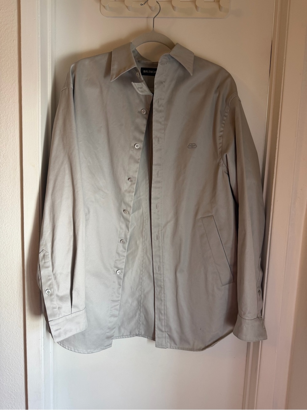 Balenciaga Light Gray Men's Long Sleeve Button-Up Shirt